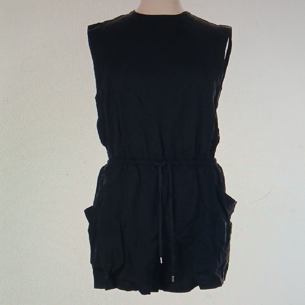 Alia Elegant Black Romper with Drawstring Waist
